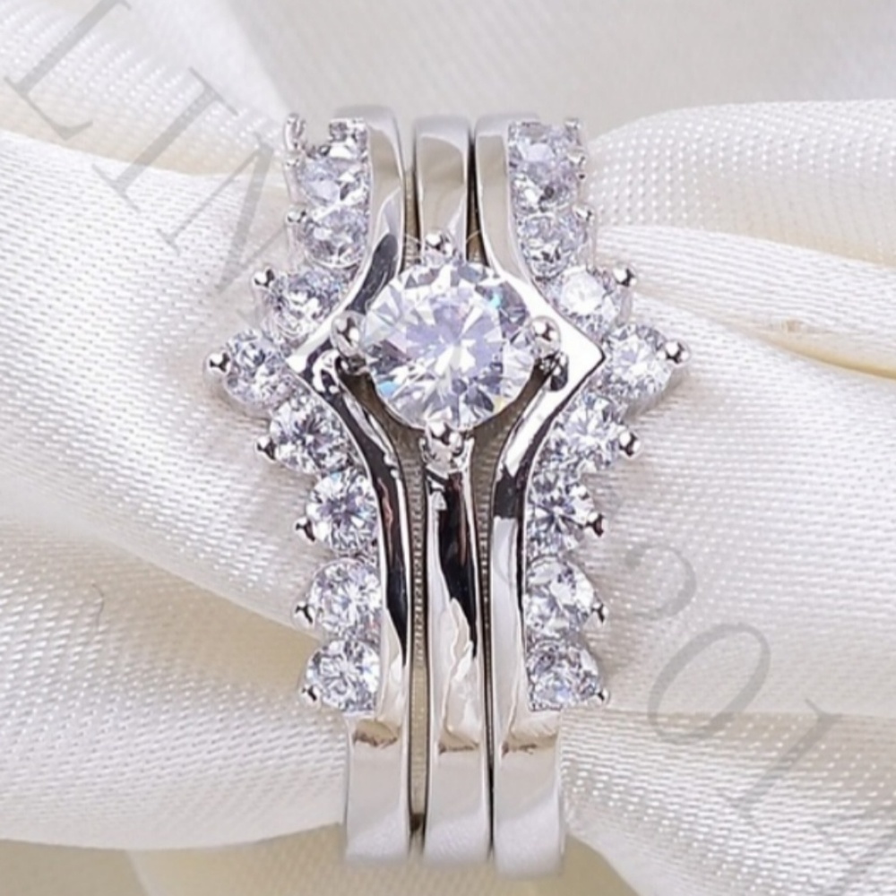 NWT THREE RING WEDDING SET - Picture 3 of 4